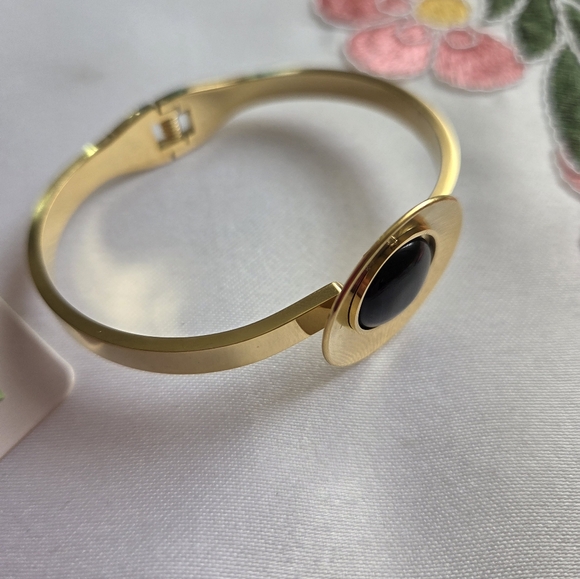 18k gold plated stainless steel Black and Gold Bracelets - Picture 7 of 7